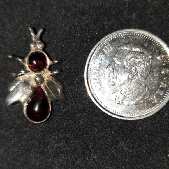 1’’ Genuine Baltic Amber 925 Sterling Silver Bumblebee Brooch - Picture 6 of 9